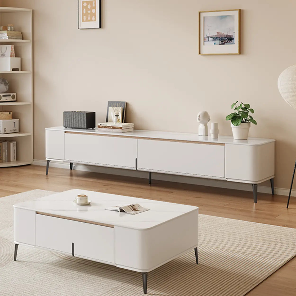 Minimalist White TV Stand