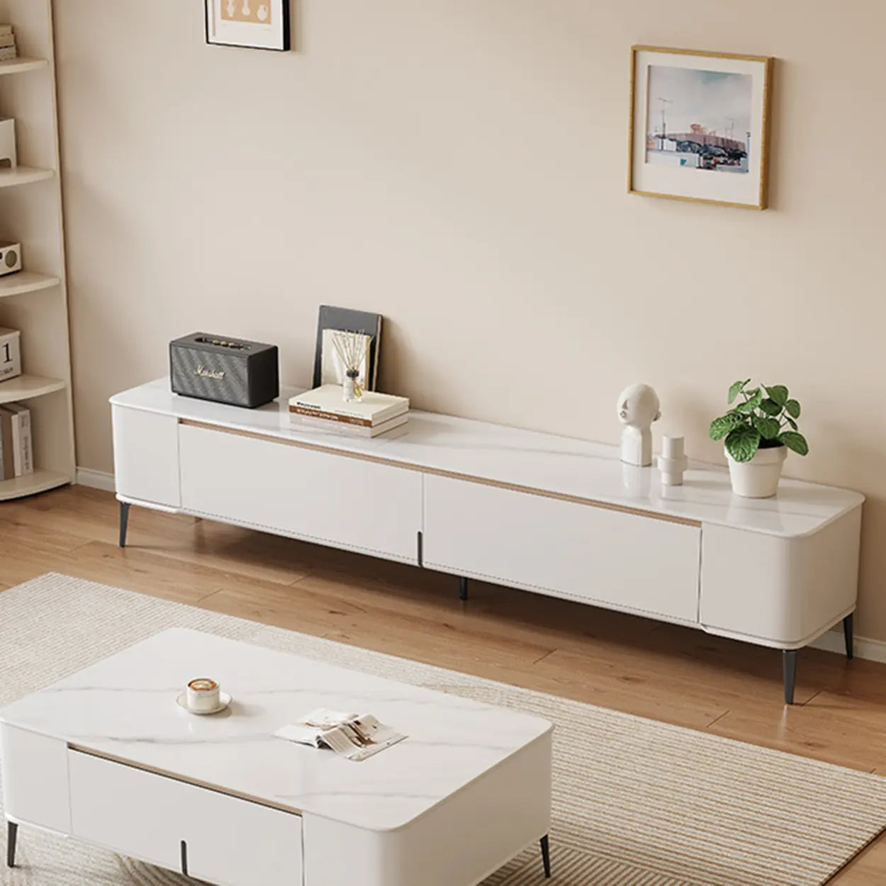 Minimalist White TV Stand