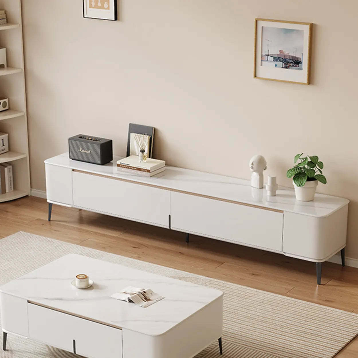 Minimalist White TV Stand