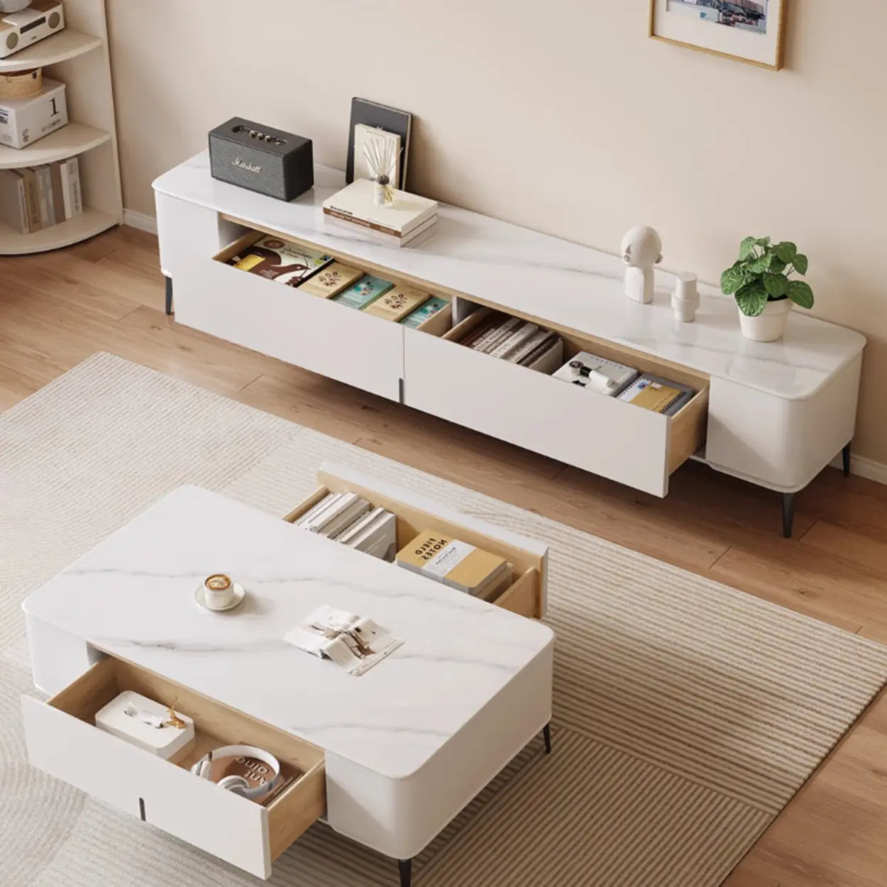 Minimalist White TV Stand