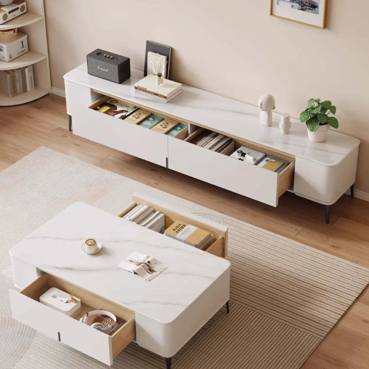 Minimalist White TV Stand