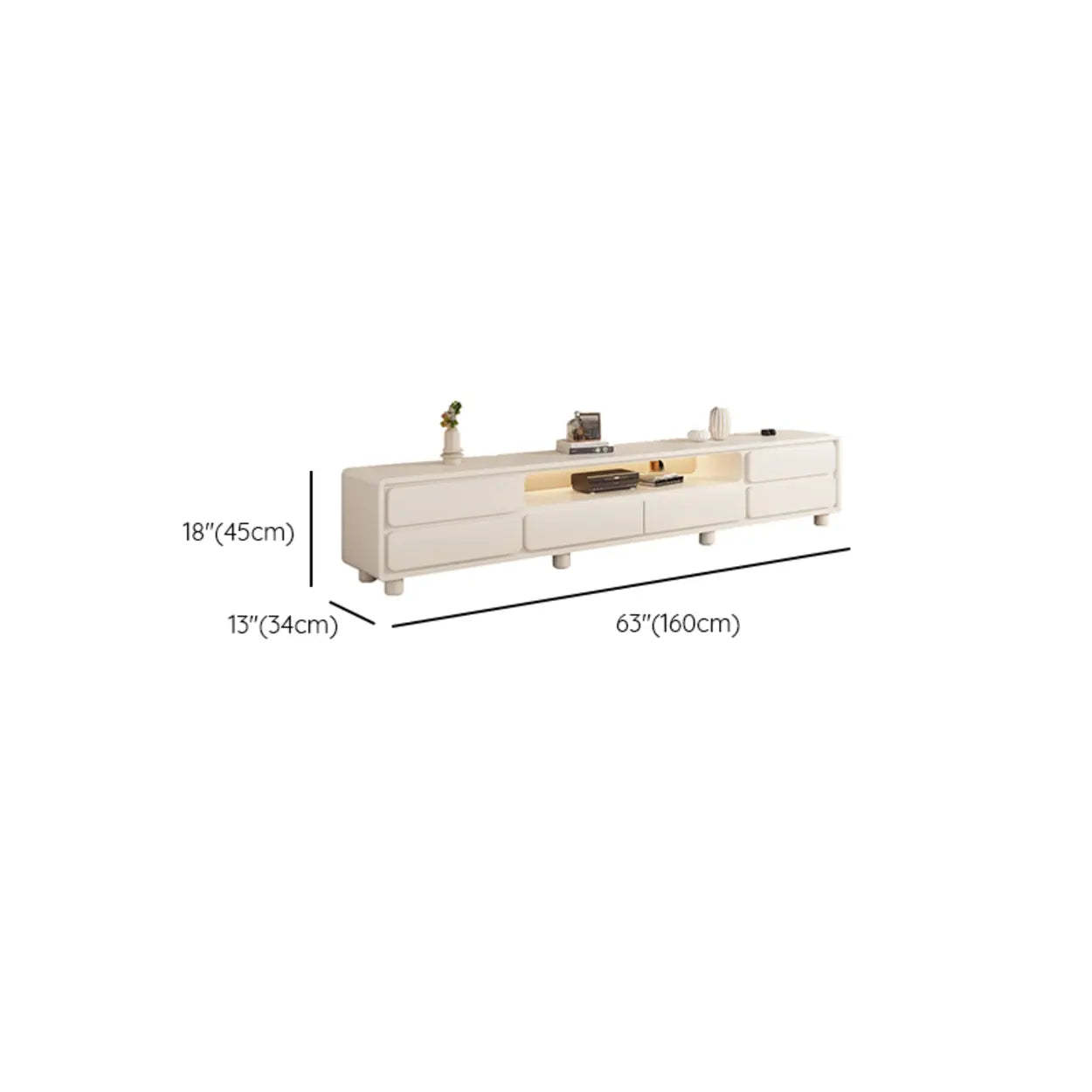 Minimalist White TV Stand with Drawers
