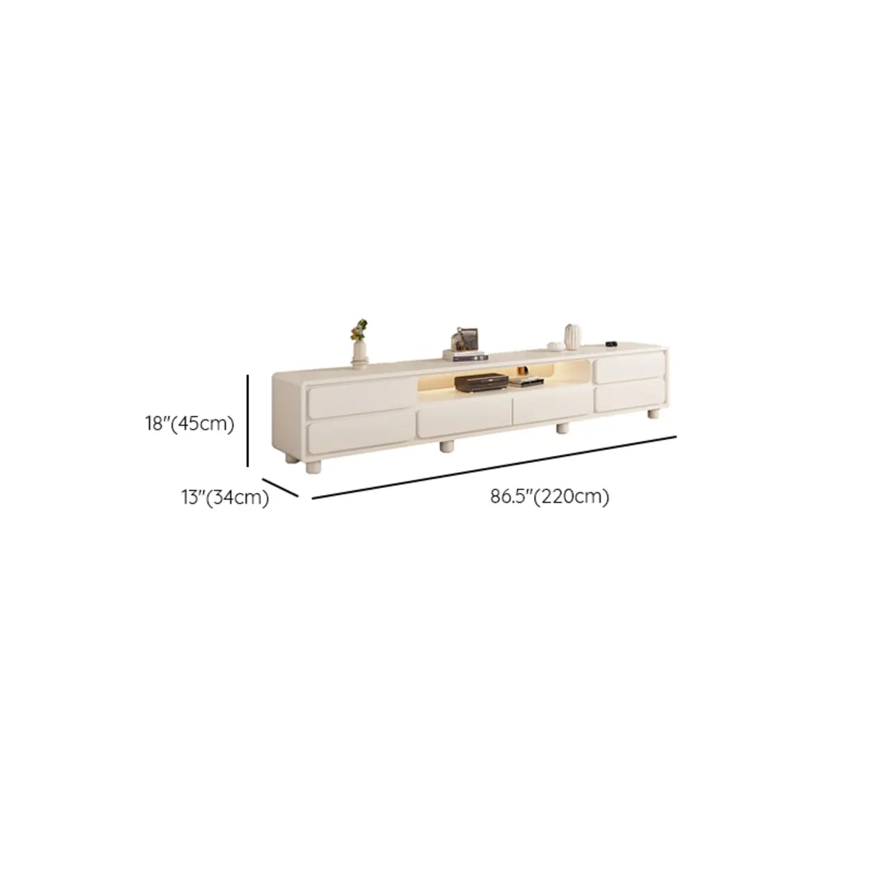 Minimalist White TV Stand with Drawers