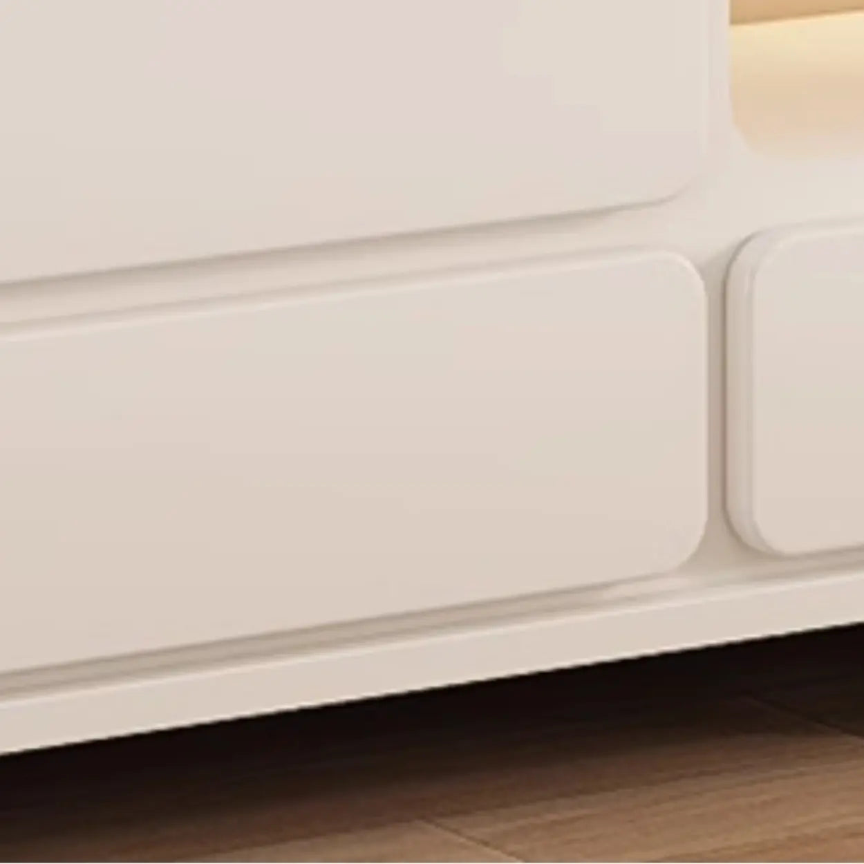 Minimalist White TV Stand with Drawers