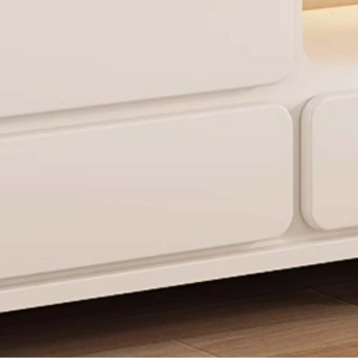 Minimalist White TV Stand with Drawers