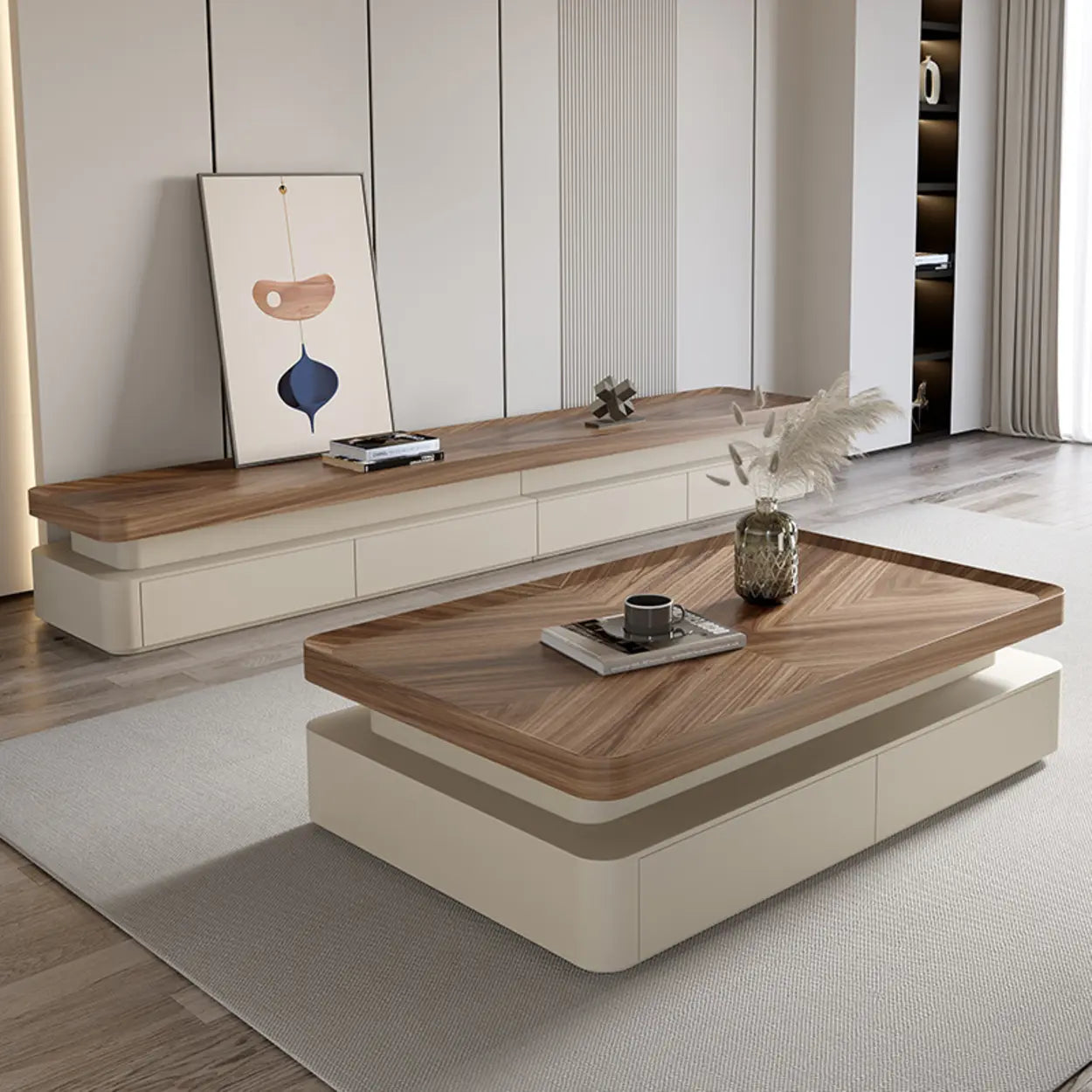 Minimalist Wood TV Stand with Storage