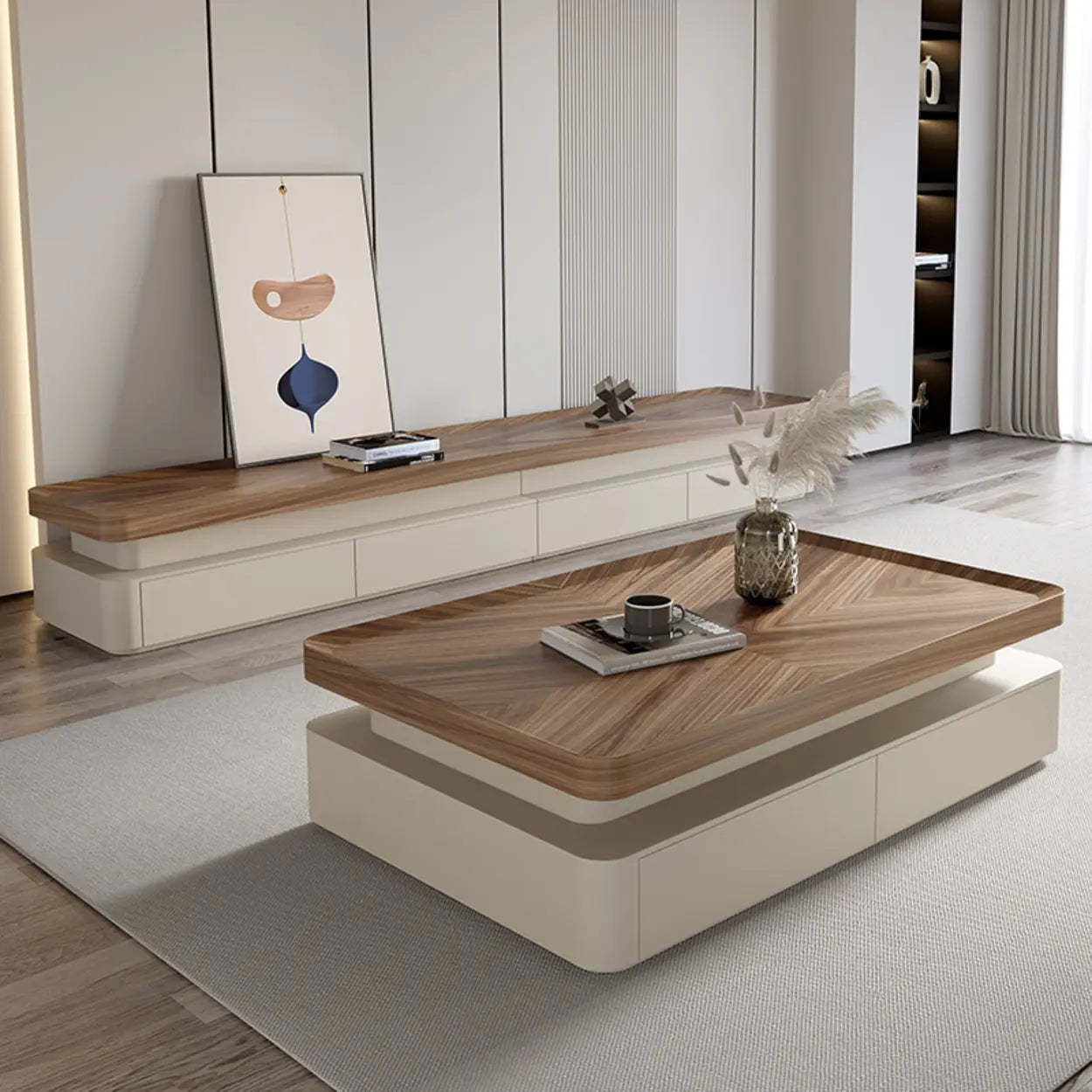 Minimalist Wood TV Stand with Storage