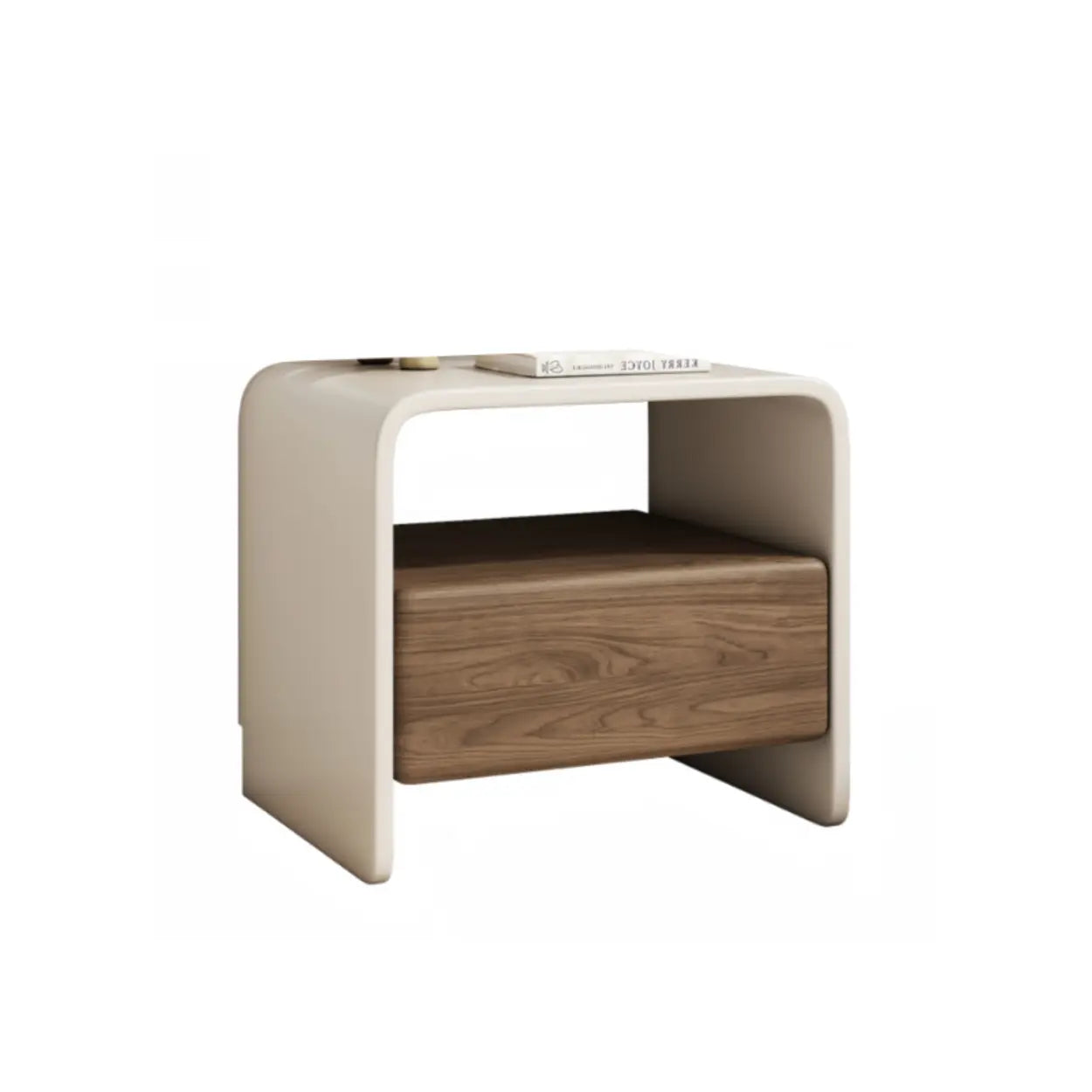 Minimalist White Wood Nightstand with Shelf