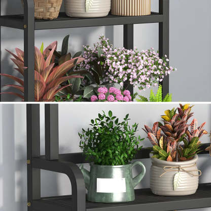 Modern Movable Rectangular White Metal Plant Stand — Gold
