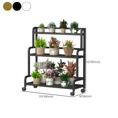 Modern Movable Rectangular White Metal Plant Stand — Gold