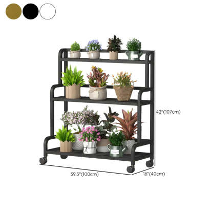 Modern Movable Rectangular White Metal Plant Stand — Gold
