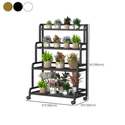 Modern Movable Rectangular White Metal Plant Stand