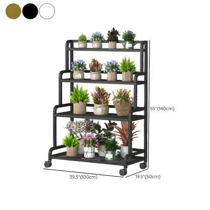 Lighom Modern Movable Rectangular White Metal Plant Stand