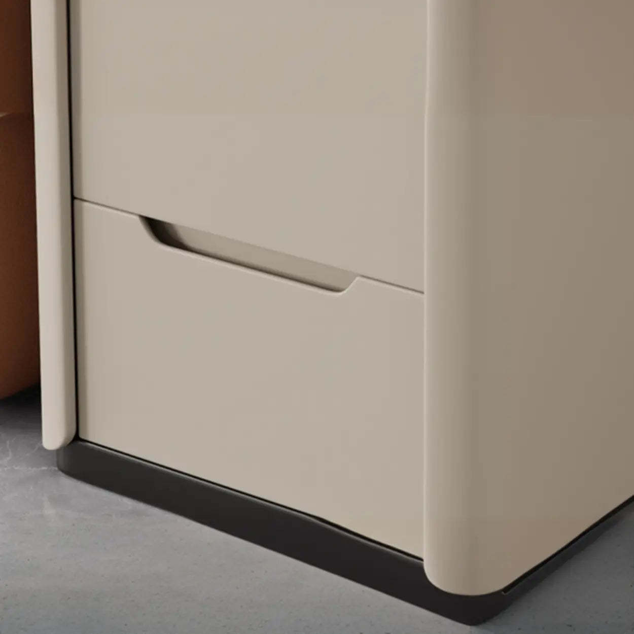Modern Multi-Drawer White Top Side Table — Dark Gray