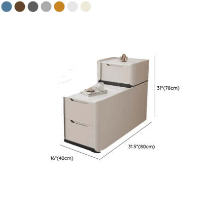 Modern Multi-Drawer White Top Side Table — Light Gray