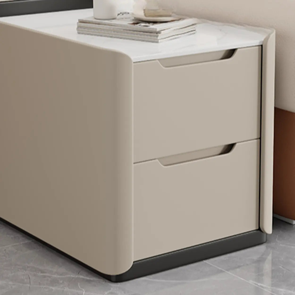 Modern Multi-Drawer White Top Side Table — Twilight Orange