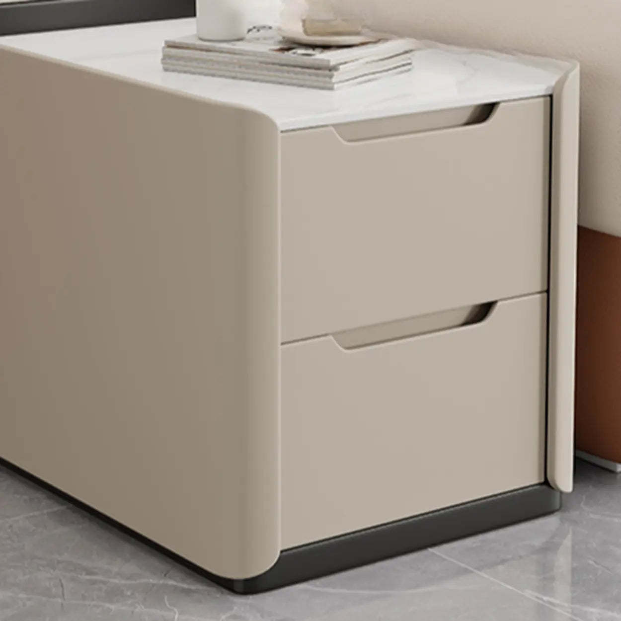 Modern Multi-Drawer White Top Side Table — Twilight Orange