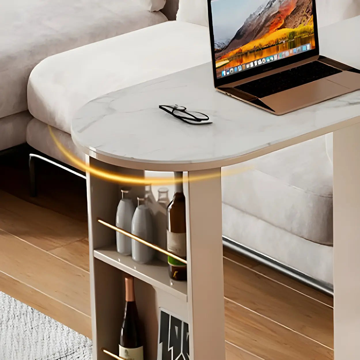 Modern Multi-Functional Bar Table with Shelves