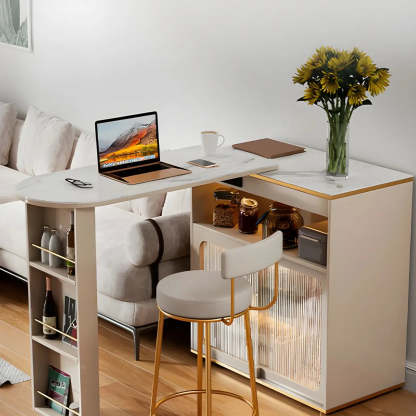 Modern Multi-Functional Bar Table with Shelves