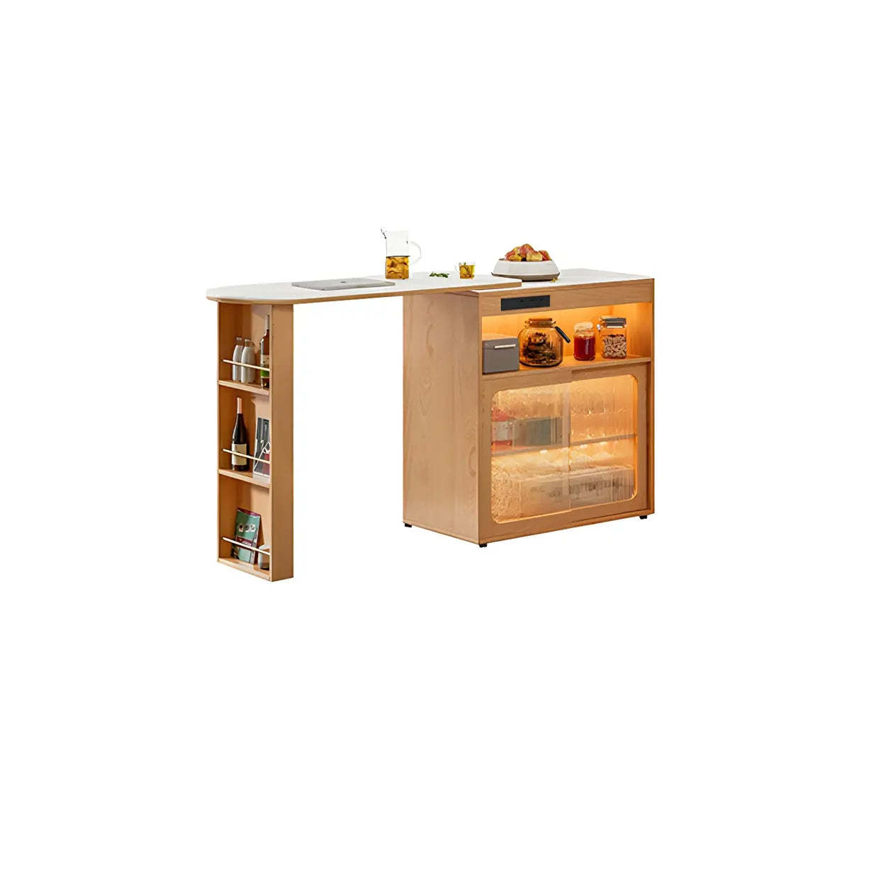 Lighom multi-functional wood bar tables for kitchen — 47" L x 20" W x 42" H / Natural Wood / White