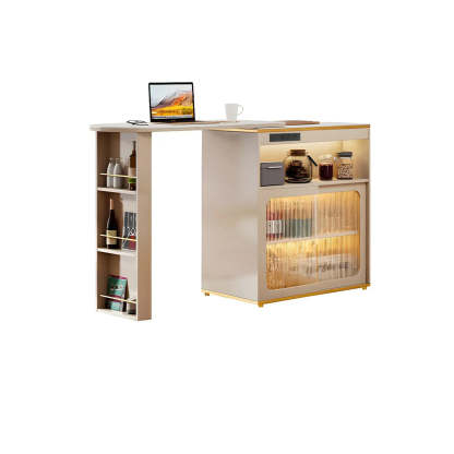 Modern Multi-Functional Bar Table with Shelves