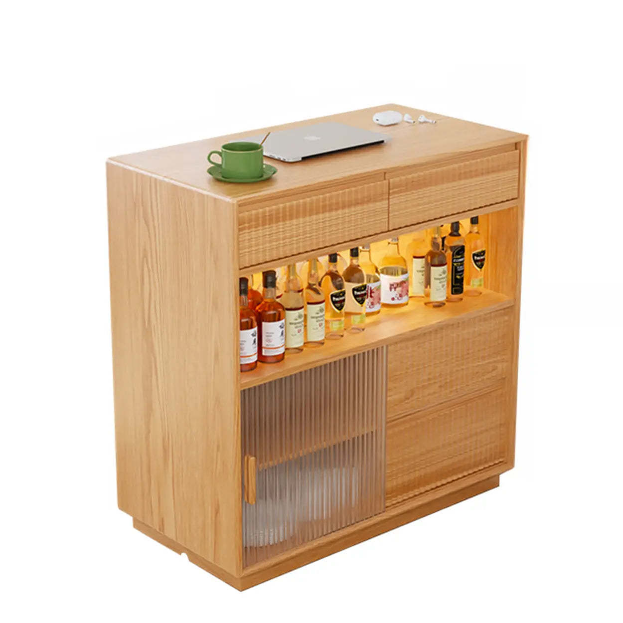 Modern Multifunctional Home Bar Table with Shelves