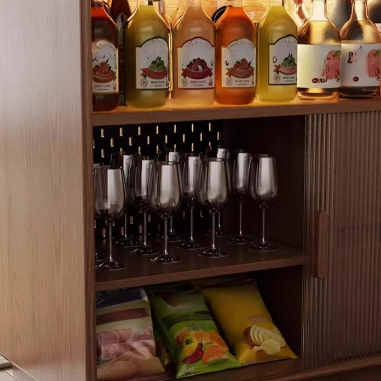 Modern Multifunctional Home Bar Table with Shelves