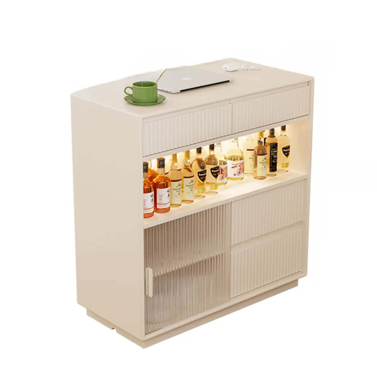 Modern Multifunctional Home Bar Table with Shelves