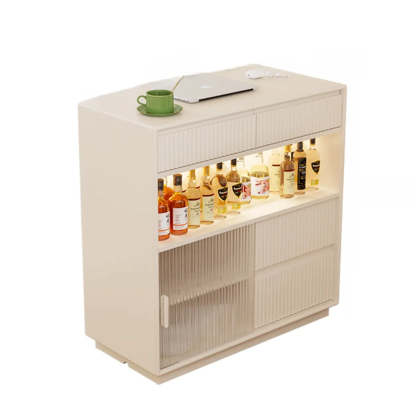 Modern Multifunctional Home Bar Table with Shelves