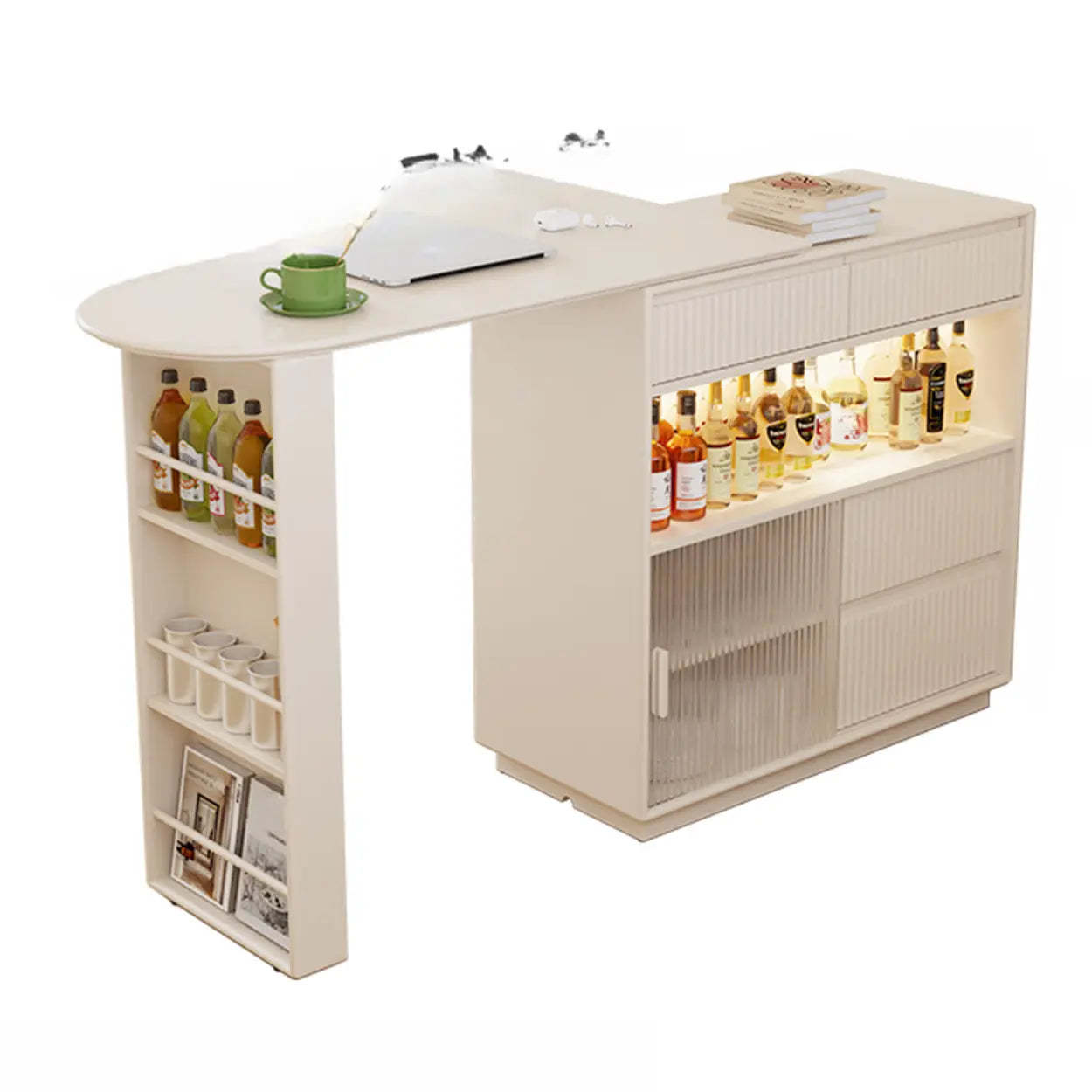 Natural metal home multifunctional bar tables - modern — 76" L x 18" W x 38" H / White