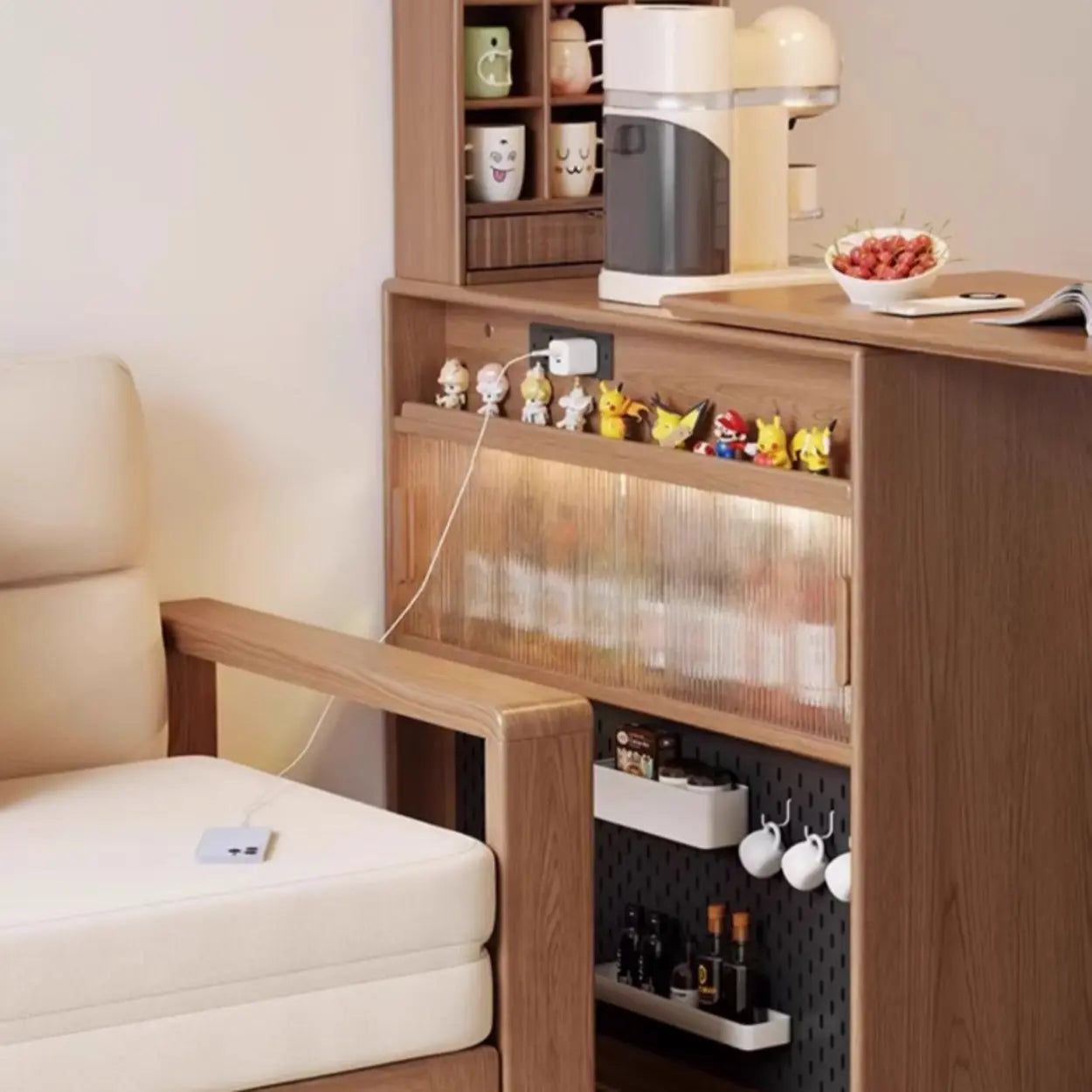 Modern Multifunctional Home Bar Table with Shelves
