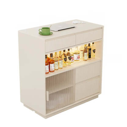 Modern Multifunctional Home Bar Table with Shelves