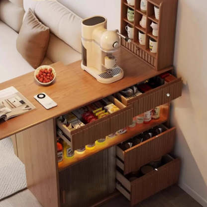 Modern Multifunctional Home Bar Table with Shelves