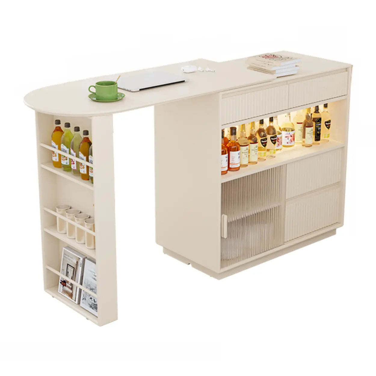 Modern Multifunctional Home Bar Table with Shelves