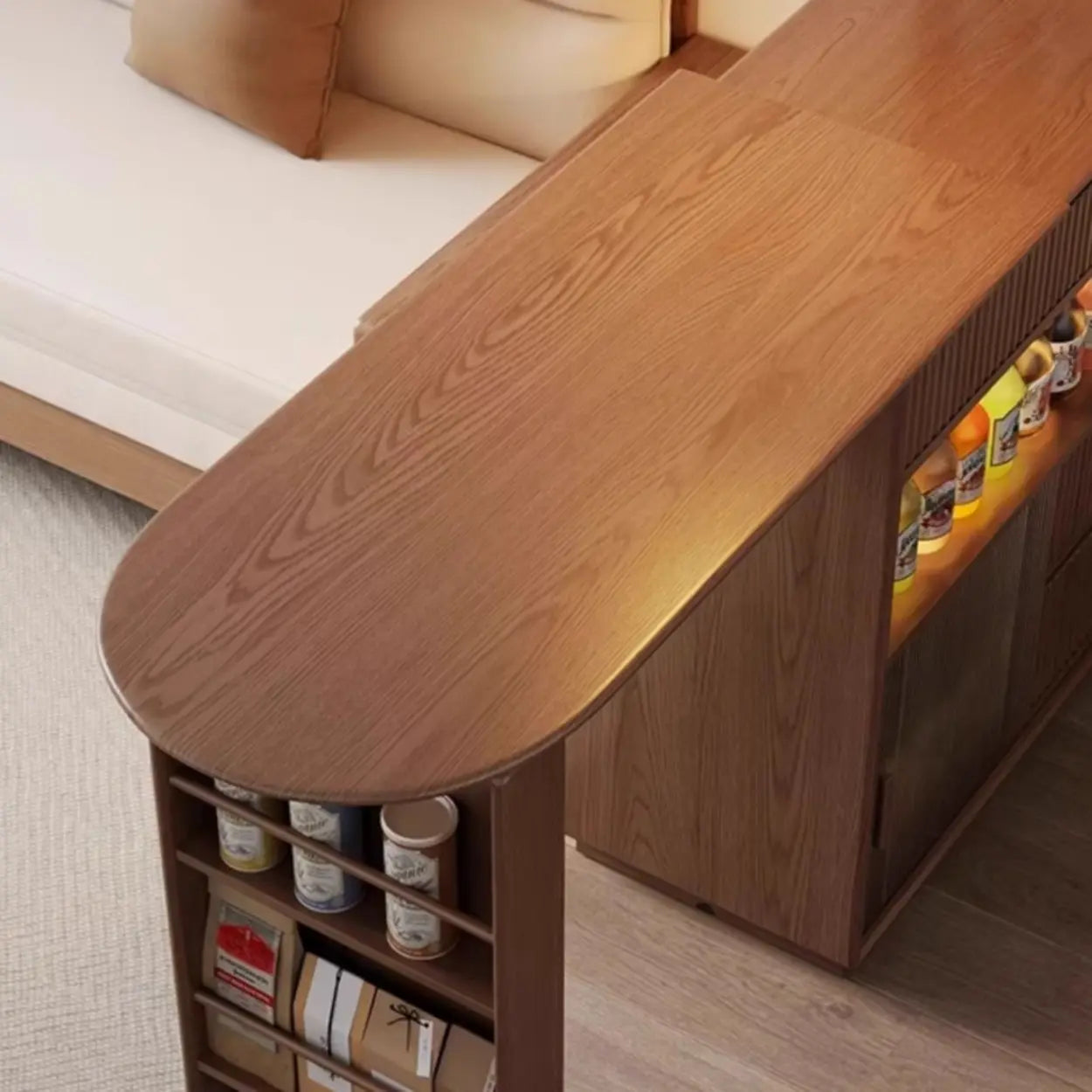 Modern Multifunctional Home Bar Table with Shelves