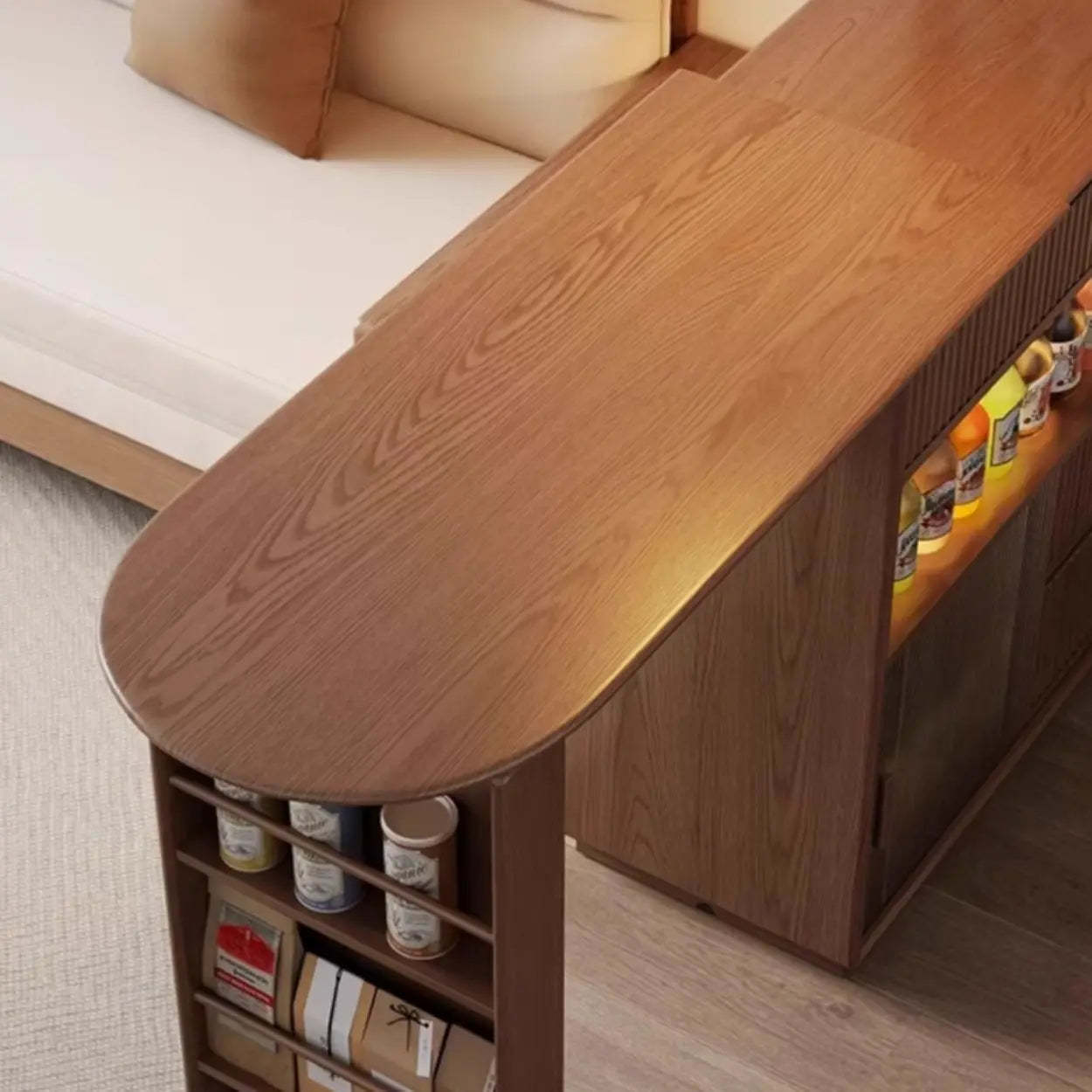 Modern Multifunctional Home Bar Table with Shelves