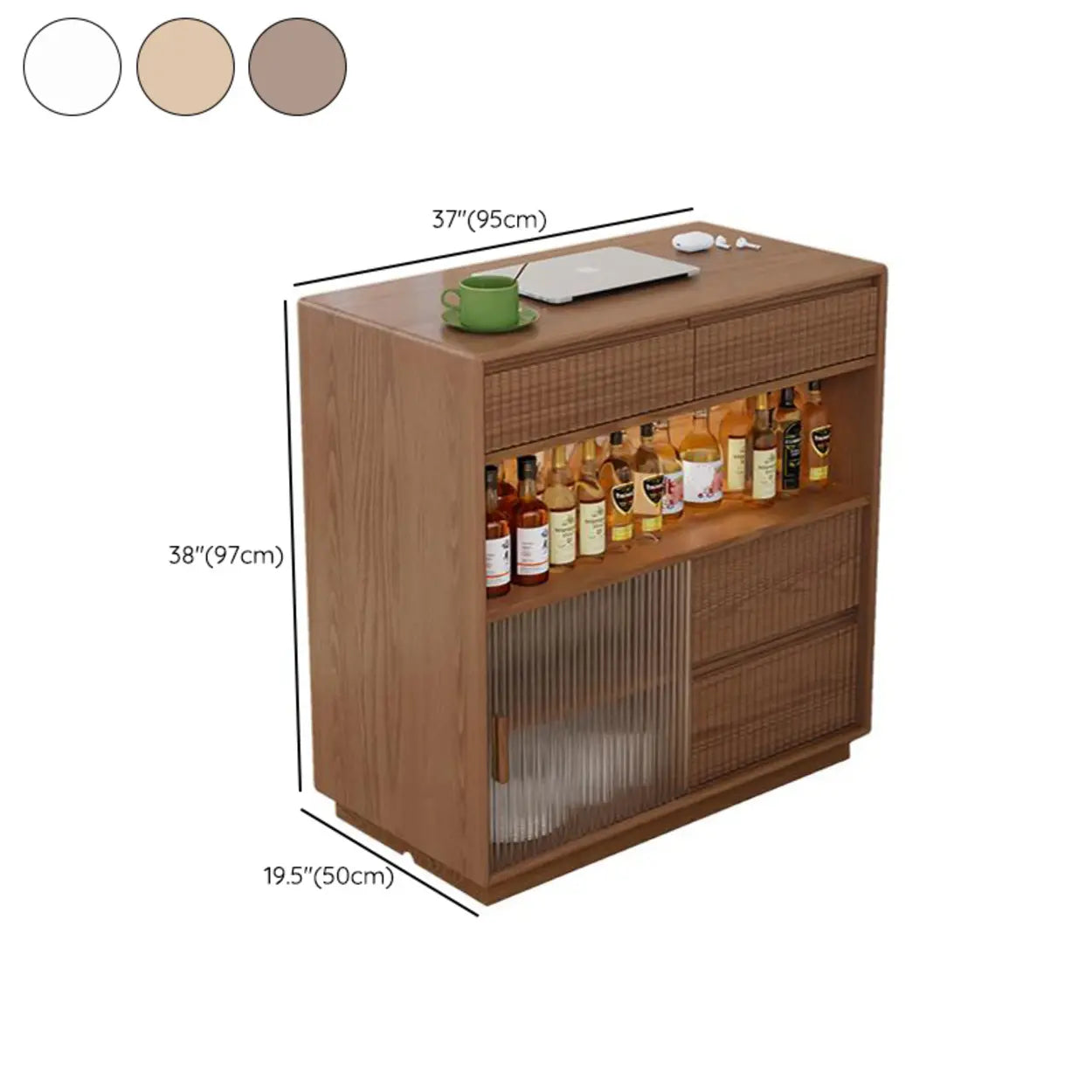 Modern Multifunctional Home Bar Table with Shelves
