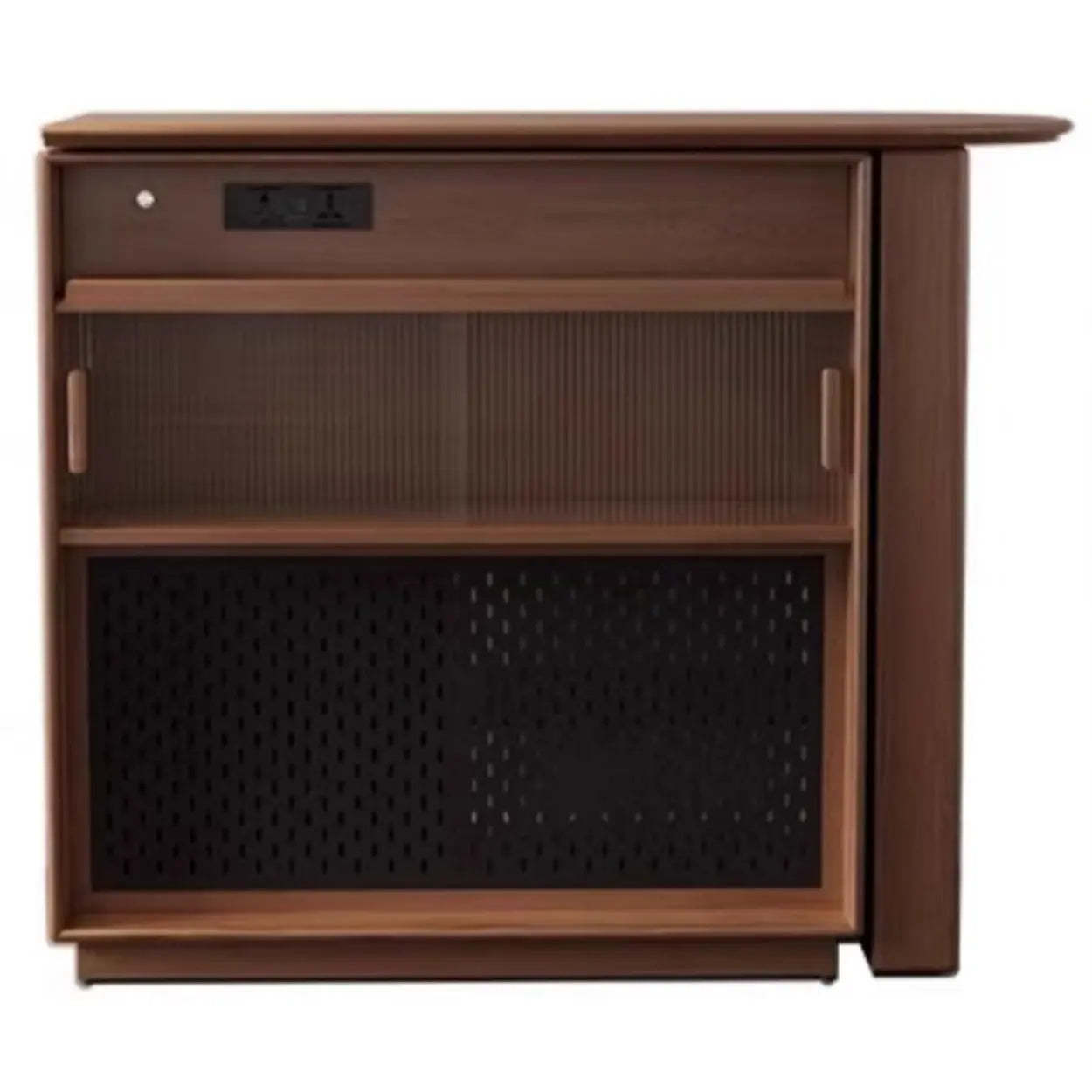 Modern Multifunctional Home Bar Table with Shelves — Natural Finish / Table Only