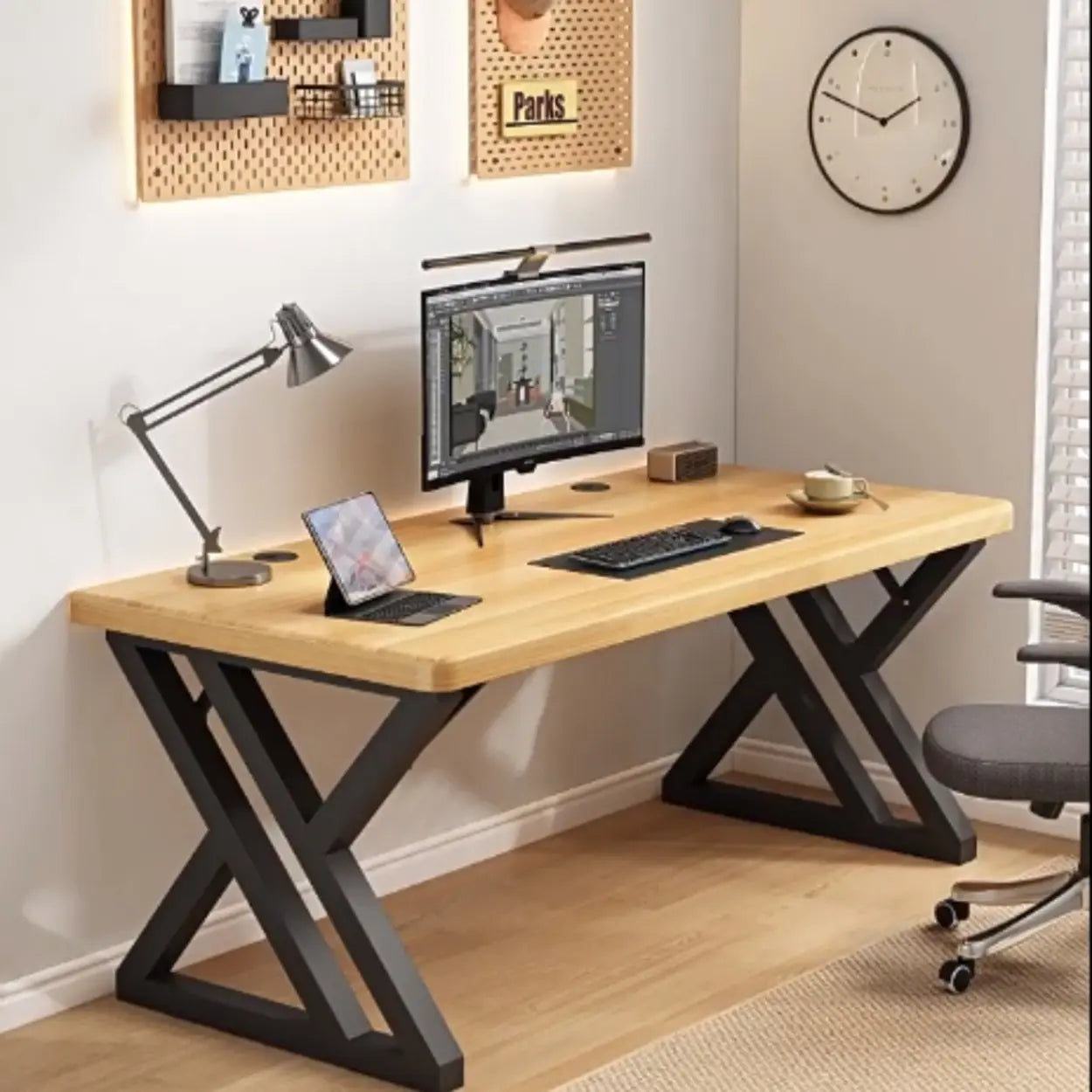 Modern Natural Butcher Block Writing Desk