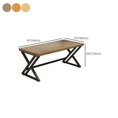 Modern Natural Butcher Block Writing Desk — Without Chairs / Natural Finish