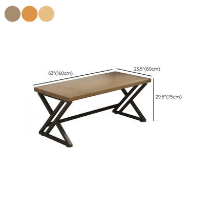 Modern Natural Butcher Block Writing Desk — Without Chairs / Nut-Brown
