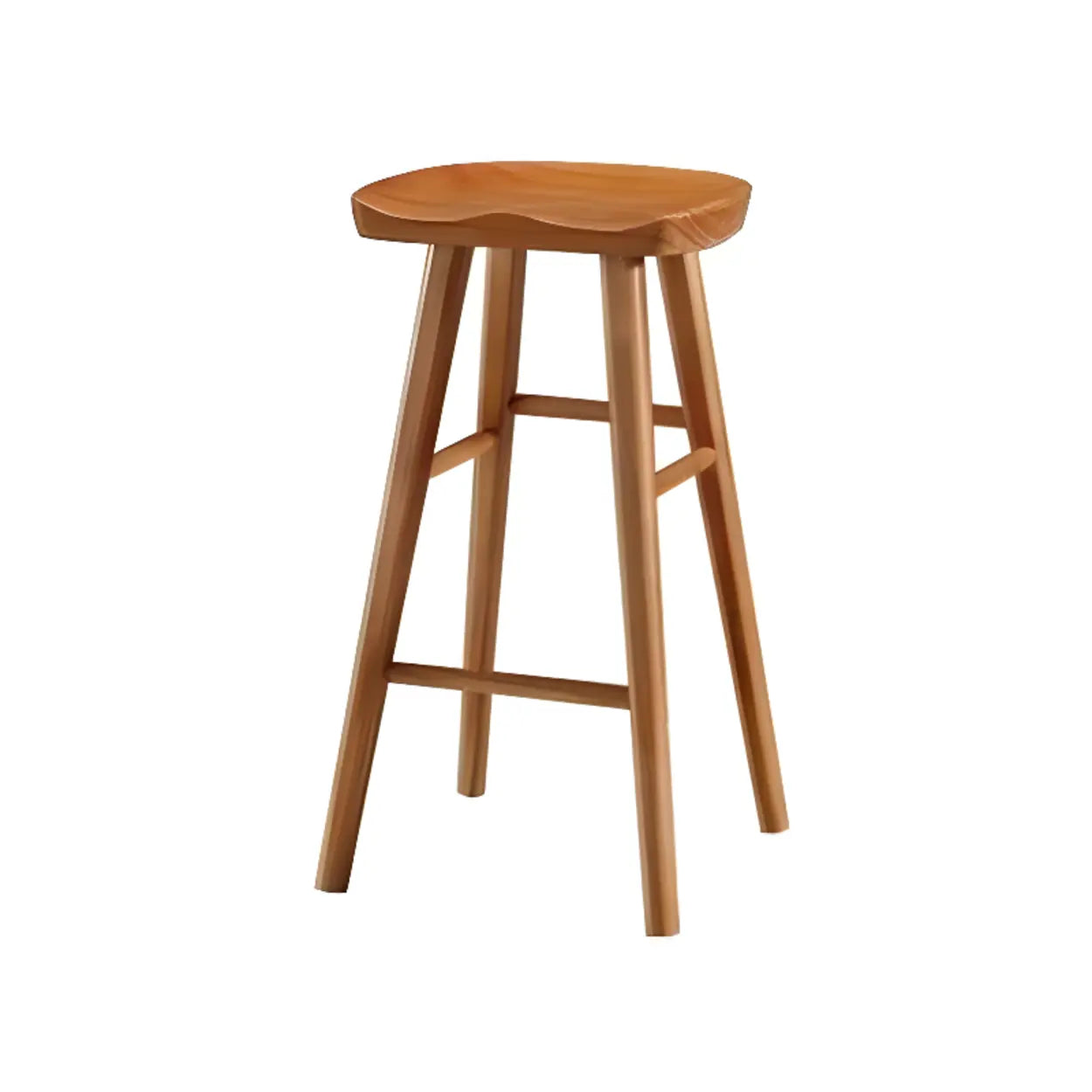 Modern Natural Wood Counter Height Bar Stool With Footrest