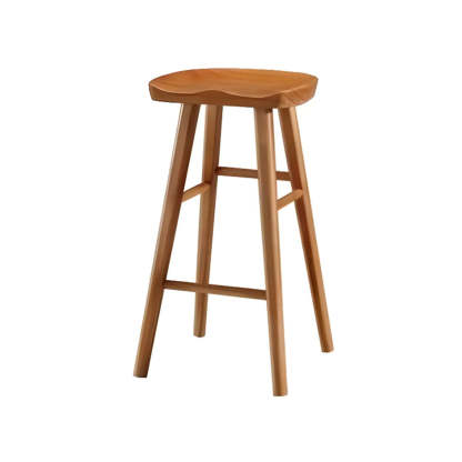Modern Natural Wood Counter Height Bar Stool With Footrest