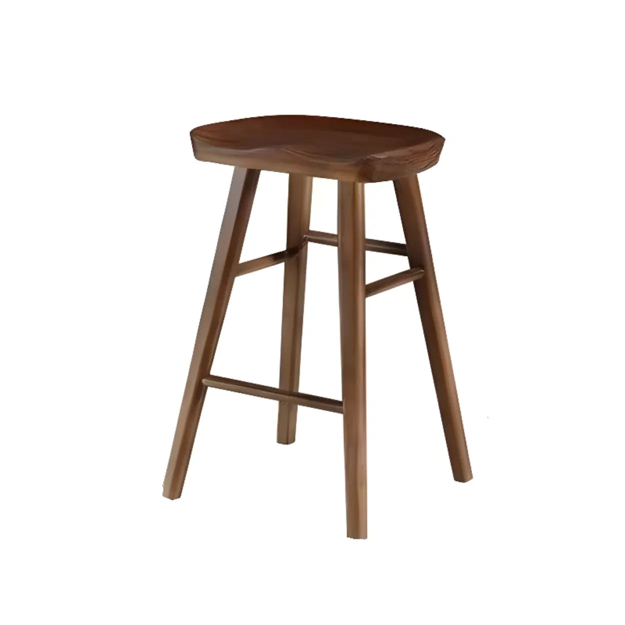 Modern Natural Wood Counter Height Bar Stool With Footrest