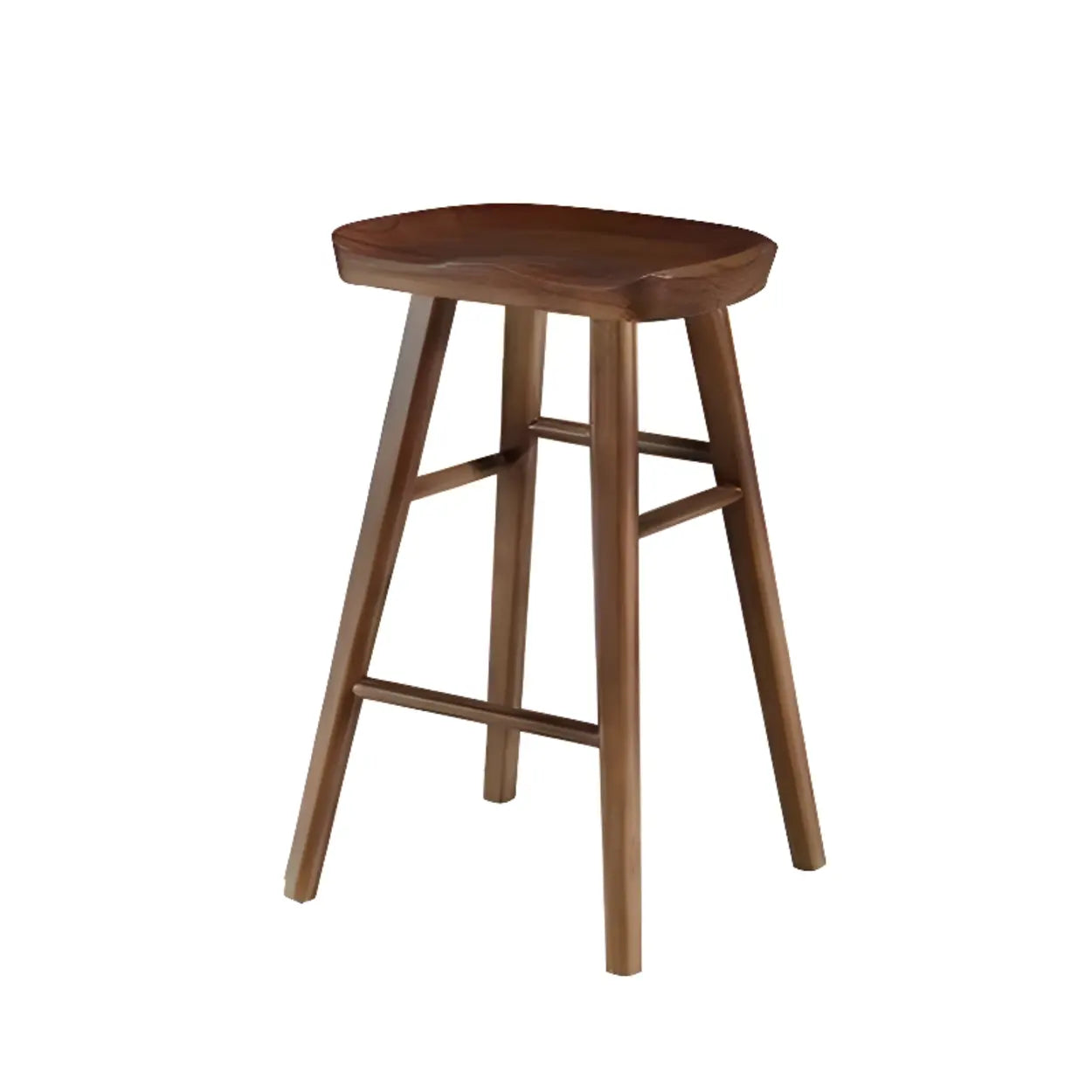 Modern Natural Wood Counter Height Bar Stool With Footrest