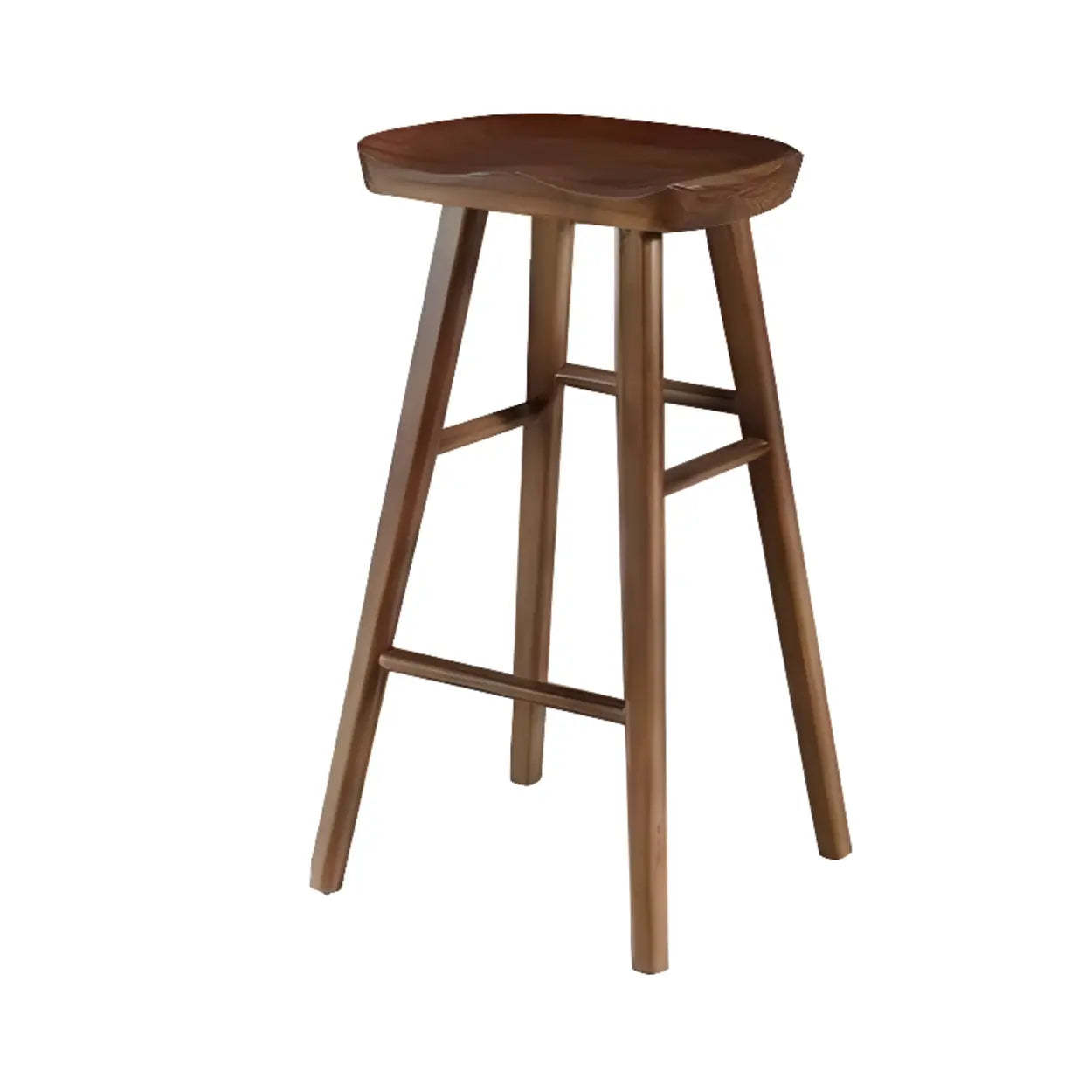 Modern Natural Wood Counter Height Bar Stool With Footrest