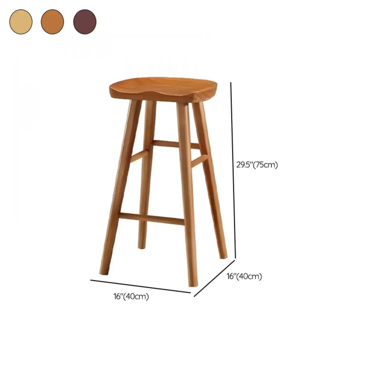 Modern Natural Wood Counter Height Bar Stool With Footrest
