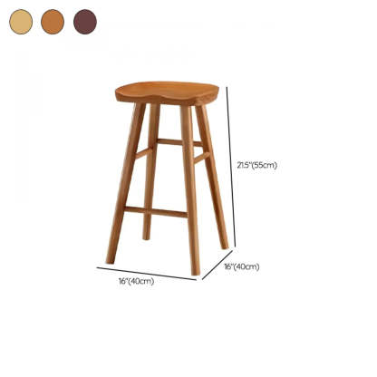 Modern Natural Wood Counter Height Bar Stool With Footrest