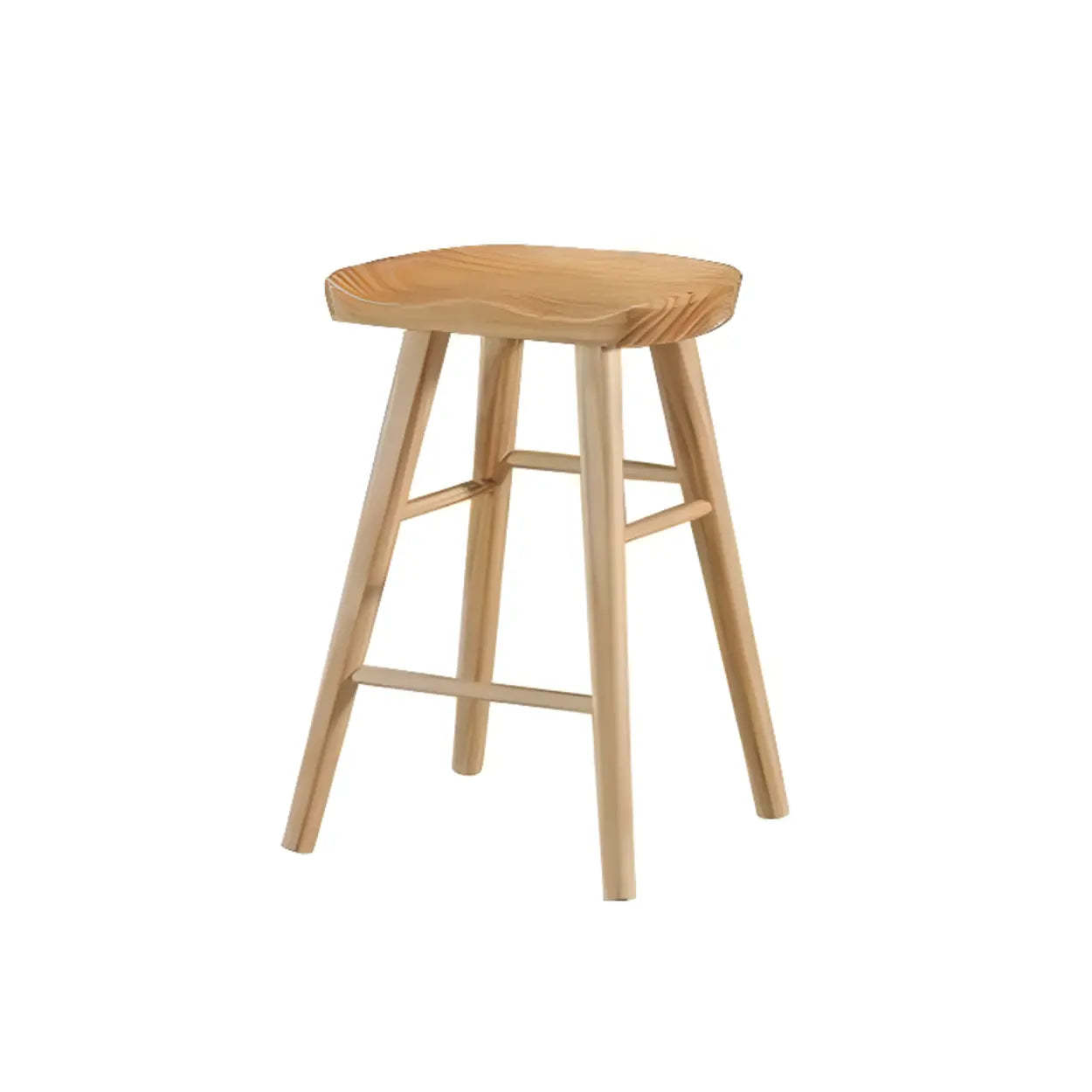 Modern Natural Wood Counter Height Bar Stool With Footrest