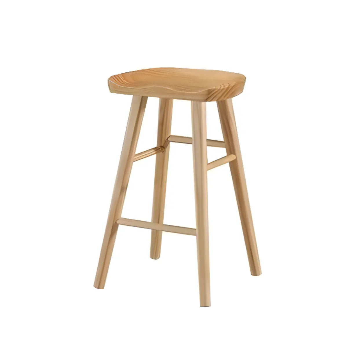 Modern Natural Wood Counter Height Bar Stool With Footrest